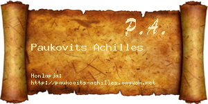 Paukovits Achilles névjegykártya